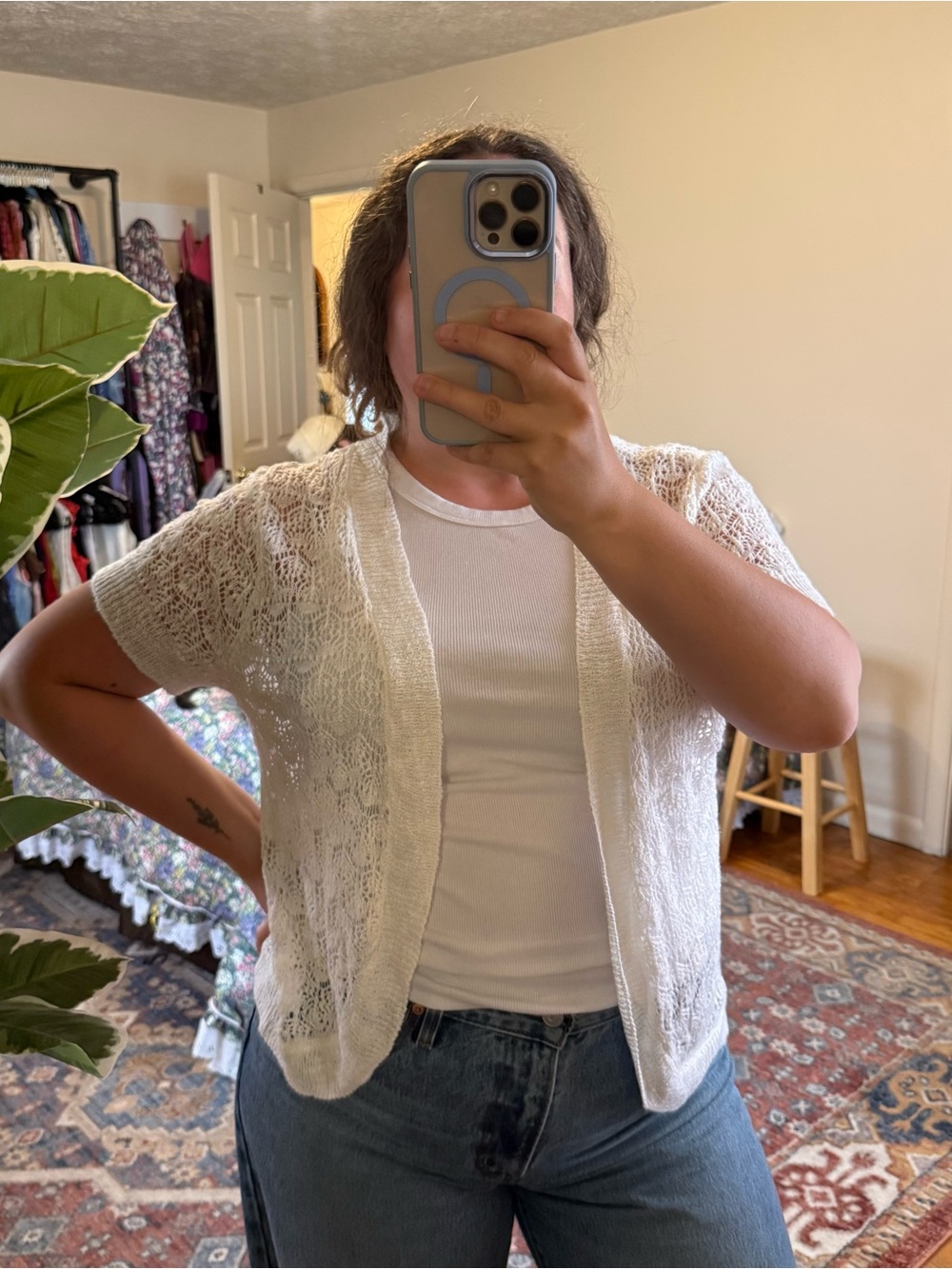 United States sweaters white short sleeve cardigan
